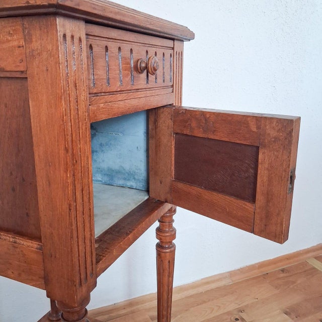 Antique French Bedside Table with Marble Top For Sale - Image 11 of 18