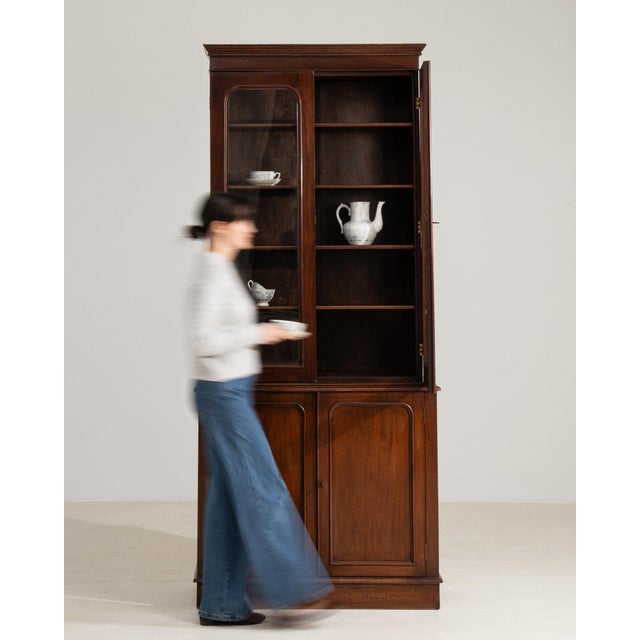Wood 19th Century France Rich Mahogany Glazed Mahogany Bookcase Cabinet For Sale - Image 7 of 11