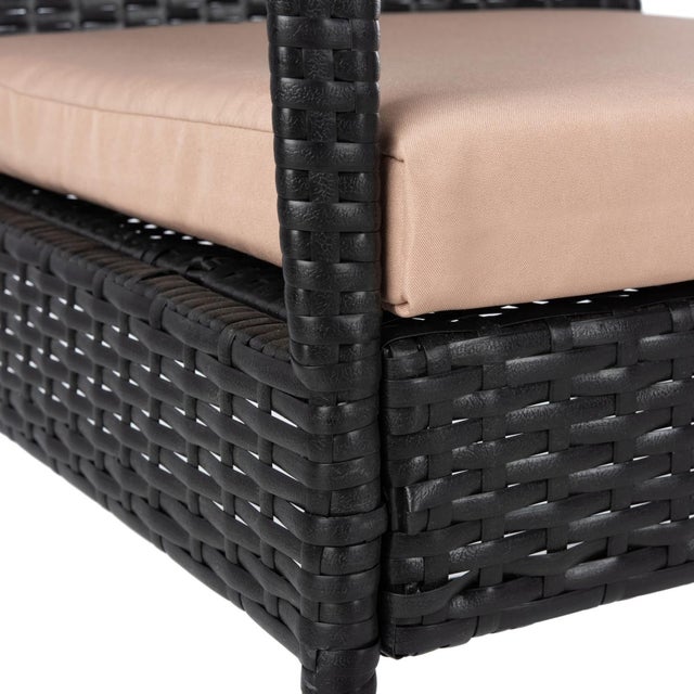 Wood Moore 3-Piece Lounge Set, Black Frame/Beige Cushion For Sale - Image 7 of 12