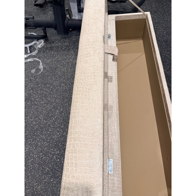 Wood Champagne Velvet Crocodile Storage Bench For Sale - Image 7 of 9