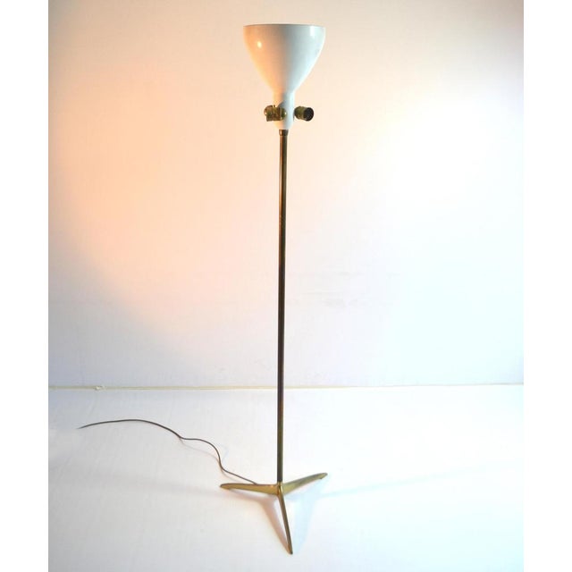 Brass and Silk Floor Lamp by J. T. Kalmar for Kalmar, 1950s For Sale - Image 9 of 12