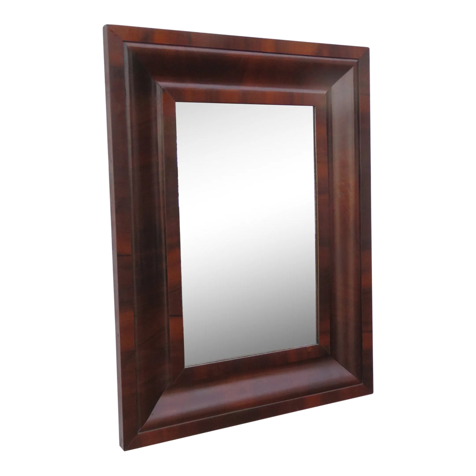 Empire Late 1800s Flame Mahogany Vanity Wall Bathroom Mirror | Chairish