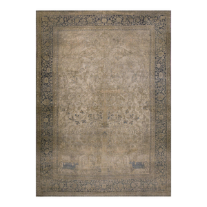 Beautiful Gray Background Color With a Foliate Pattern Antique Persian Mohtasham Kashan Rug