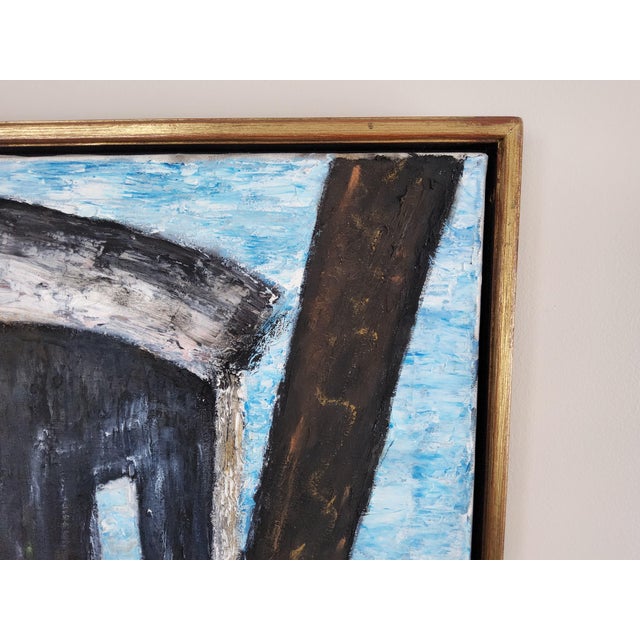 Mid Century Swedish Modernist Naivist Maritime Oil Painting of a Fisherman For Sale - Image 11 of 18