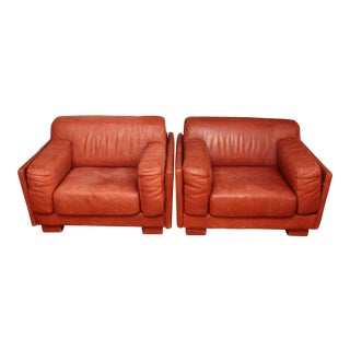 1980s Modern Leather Chairs- A Pair For Sale