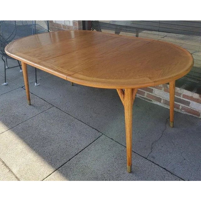 Rare 1950s "Y" Leg Natural Ash Ceruse Expandable Dining Table With 2 Original Leaves, Mid-Century Modern. Rare "Y" Leg...
