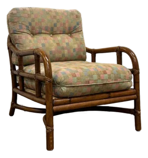 Vintage Ficks Reed Mid Century Modern MCM Rattan Armchair Lounge Chair Lounger