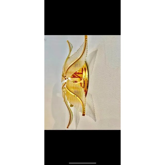 Palm Glass Wall Light from Maison Scoliari, 1970s For Sale - Image 3 of 6