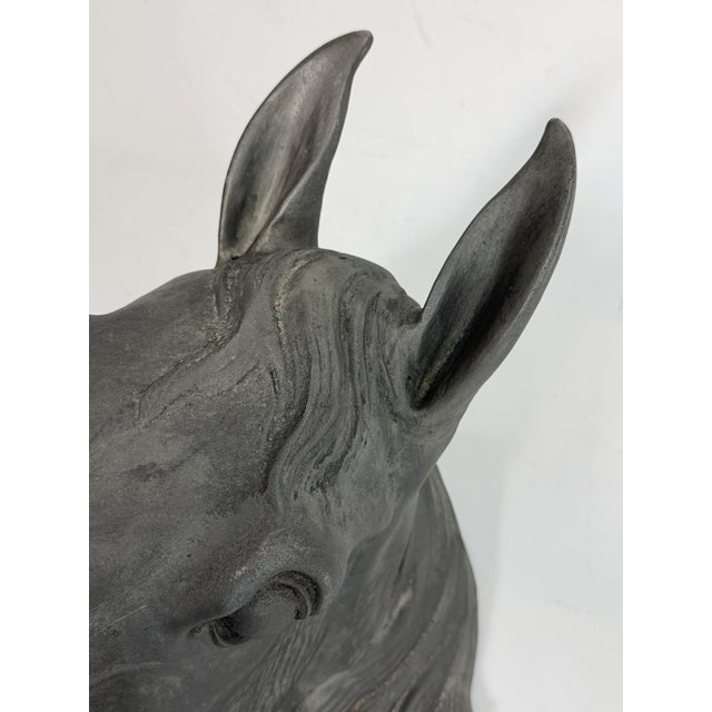 Vintage Cast Aluminum Horse Head Equestrian Wall Sculpture, Possibly French For Sale - Image 16 of 18