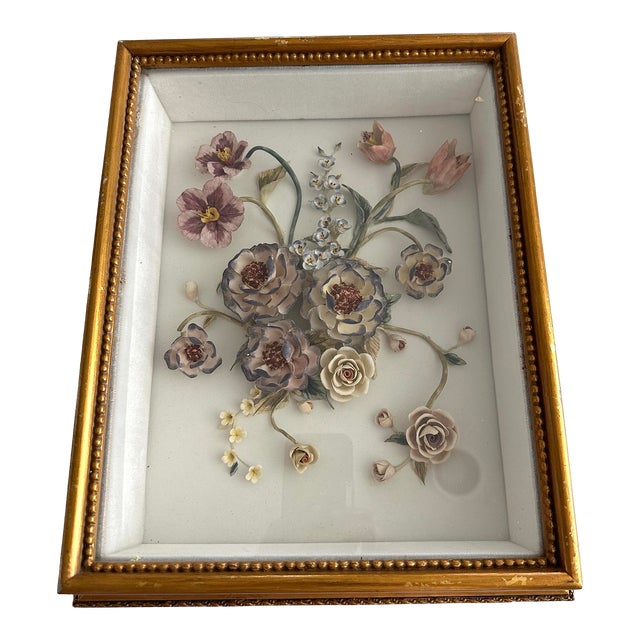 20 Th Century German Floral Bisque Plaque For Sale