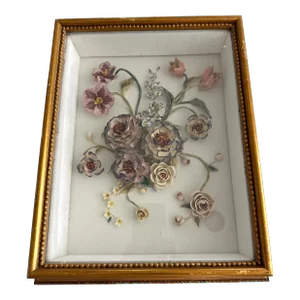 20 Th Century German Floral Bisque Plaque