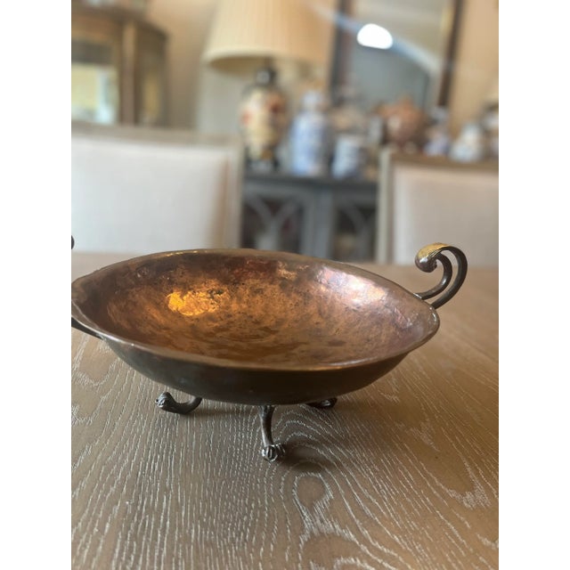 English Antique Copper and Brass Dish Bowl Footed Tripod For Sale - Image 3 of 9