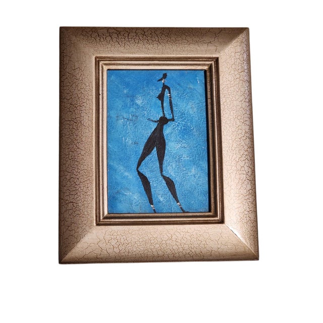 Vintage Contemporary African Figural Oil Paintings - Set of 3 For Sale - Image 4 of 7