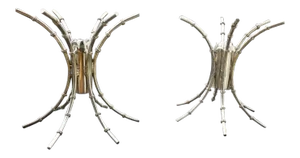 1970's Mid-Century Modern Chromed Artichoke Bamboo Table Bases - a Pair