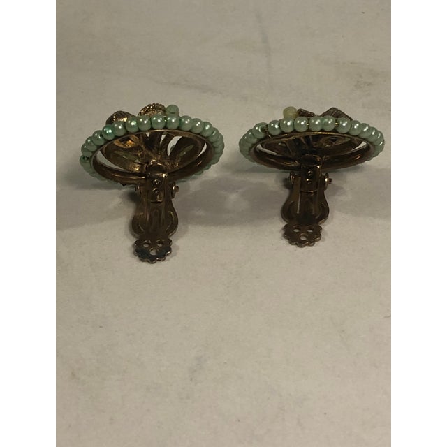 1940s Petit Point Pearl and Gold Earrings, A Pair For Sale - Image 4 of 9
