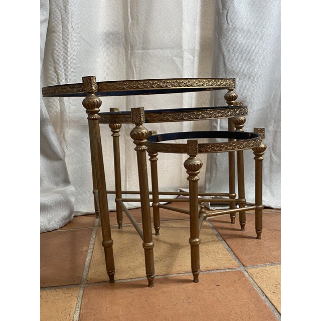 Vintage Brass Nesting Tables, 1960s, Set of 3 For Sale - Image 12 of 16