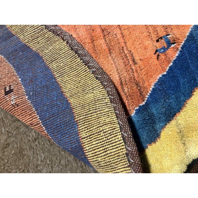 1990s Hand-Knotted Persian Gabbeh Round Rug 6'6" X 6'6" For Sale - Image 5 of 7