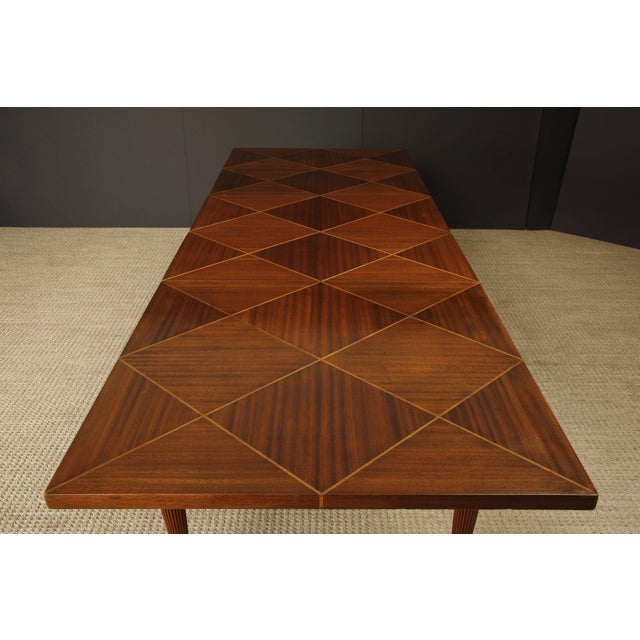 Tommi Parzinger for Charak Modern Extendable Dining Table, c 1950s, Signed For Sale - Image 9 of 12