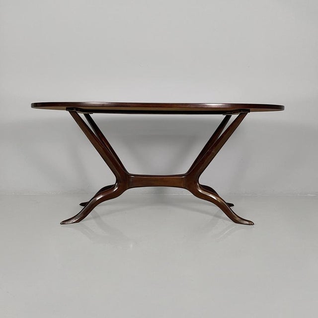 Mid-Century Modern Mid-Century Modern Italian Oval Wooden and Glass Table, 1950s For Sale - Image 3 of 18