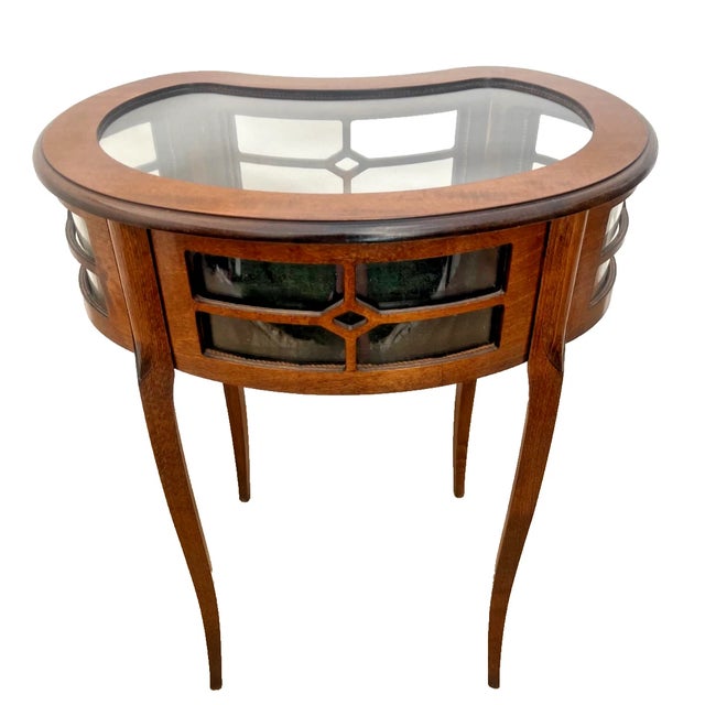 Mid-20th Century Italian Walnut Kidney-Shaped Display Vitrine Table Cabinet For Sale In Palm Springs - Image 6 of 11