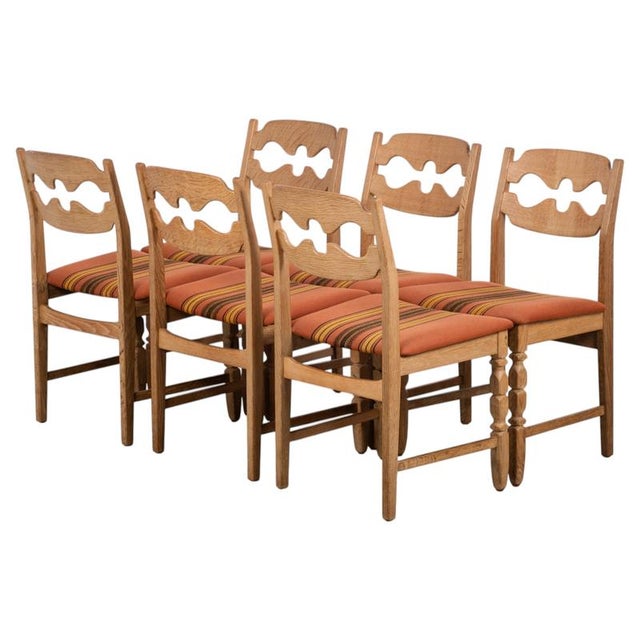 Vintage Razor Blade Oak Dining Chairs by Henning Kjærnulf, 1960s, Set of 6 For Sale - Image 10 of 10