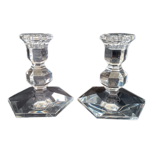 Vintage Val St Lambert Crystal Candlestick Holders-Set of 2