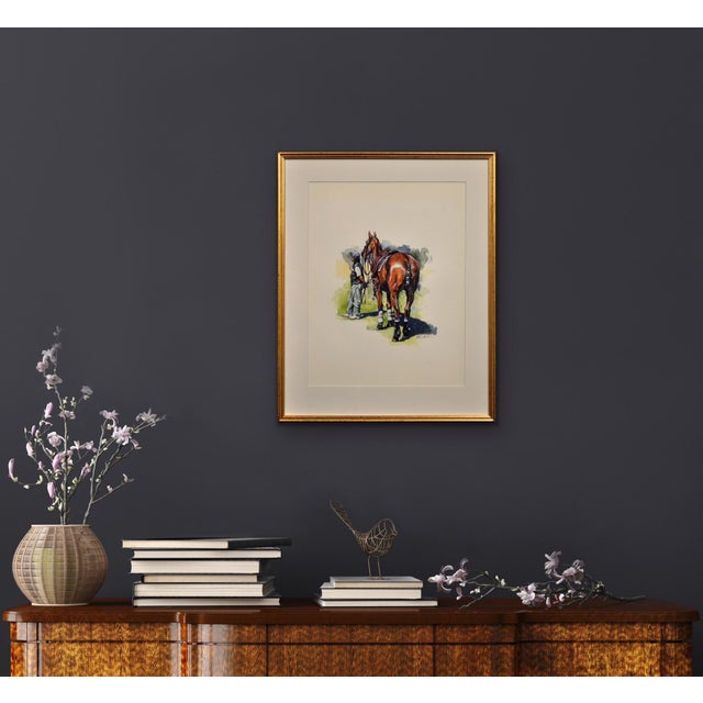 Elin Sian Blake, Polo Match, Cirencester, Player and Pony, Watercolour, Framed For Sale - Image 17 of 18