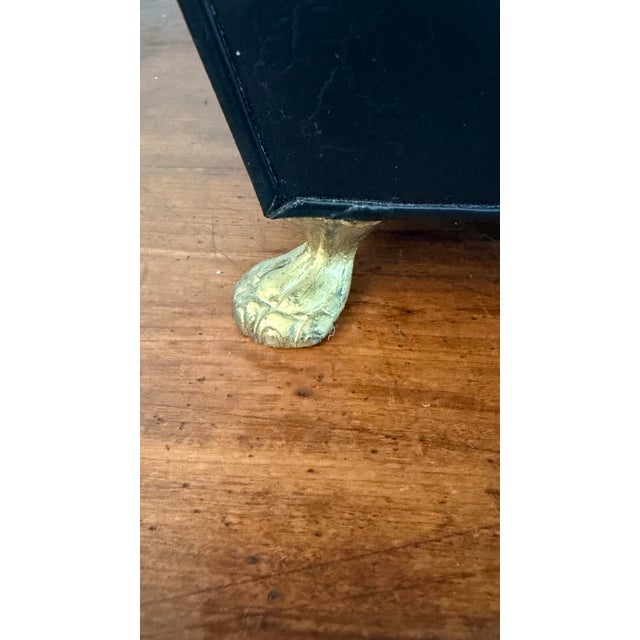 Chinoiserie Style Gilt Decorated Black Tole Box With Scalloped Lid by Sarreid For Sale - Image 9 of 12