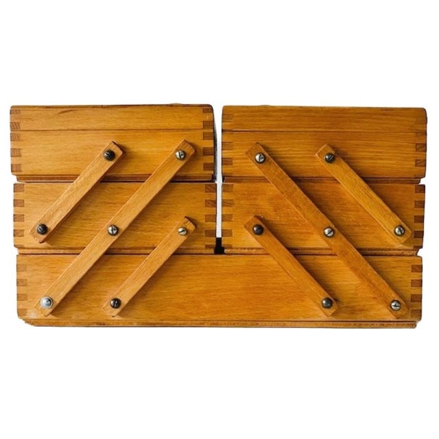 Mid-Century Modern Danish Folding Wooden Sewing Box, 1960s For Sale - Image 12 of 12