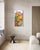 Purple Marc Zimmerman "Falling Leaves" Oil Painting, Three Figures in Tropical Village, Vertical Format, Warm Palette, Contemporary Art West Coast For Sale - Image 8 of 9