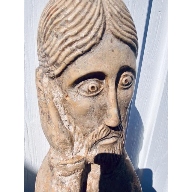 Stone Joseph of Nazareth Sculpture in Stone, 1800s For Sale - Image 7 of 10