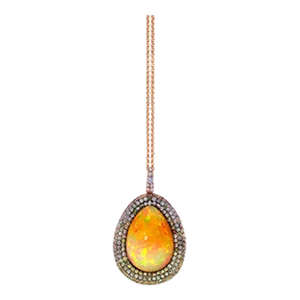 18k Rose Gold Ethiopian Pear Opal Necklace