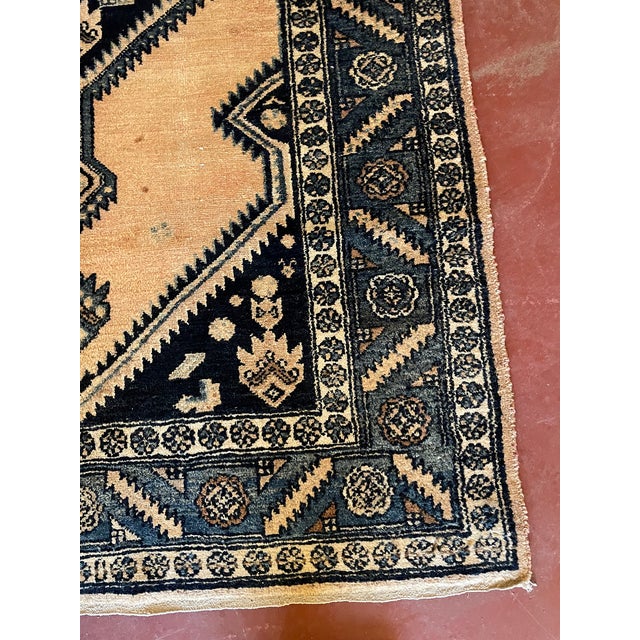 Textile Middle Eastern Rug with Blue Decoration For Sale - Image 7 of 11