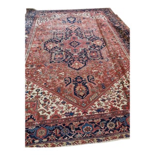 Antique Heriz Carpet Raw Earthy Rusty & Clay Undertones Rug 9.10 x 13.4 For Sale