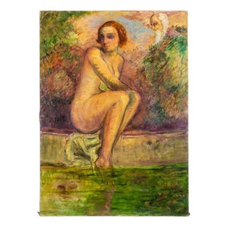 Antonio Feltrinelli, Seated Nude, Oil on Canvas, 1930s For Sale