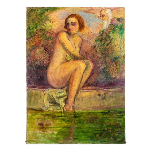 Antonio Feltrinelli, Seated Nude, Oil on Canvas, 1930s For Sale