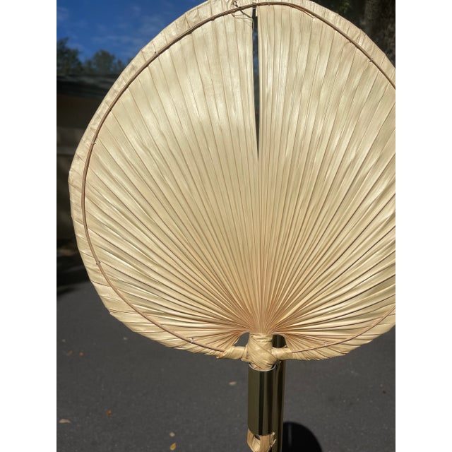 Mid 20th Century Midcentury Italian Palm Fan and Wood Floor Lamp For Sale - Image 5 of 6