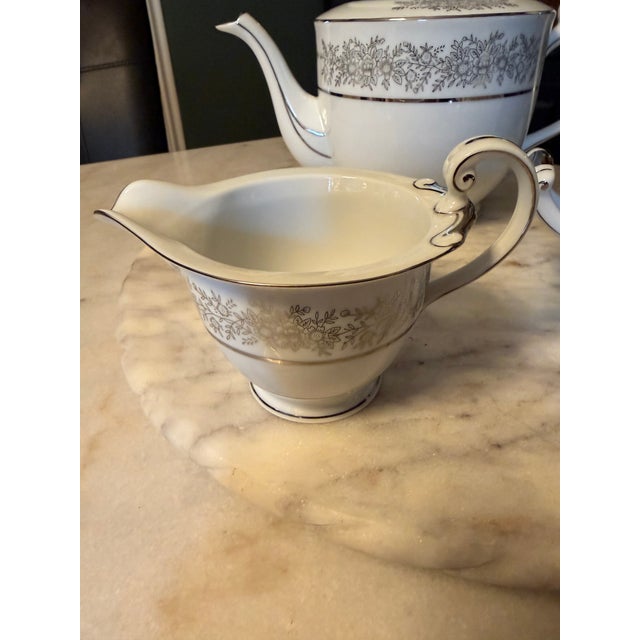 Seyei Fine China Japan Tea Set "Brilliant" #3208 - Platinum Trim - Mint - 1970s For Sale - Image 12 of 16