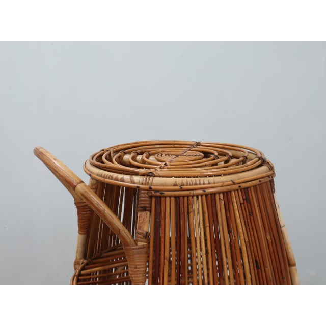 Vintage Italian Rattan Barrel Bar Cart, 1960s For Sale - Image 8 of 12