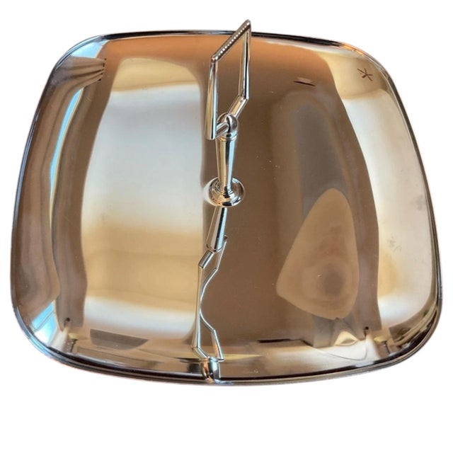 Mid 20th Century Chrome Snack Serving Tray With Handle Mid Century For Sale - Image 9 of 11