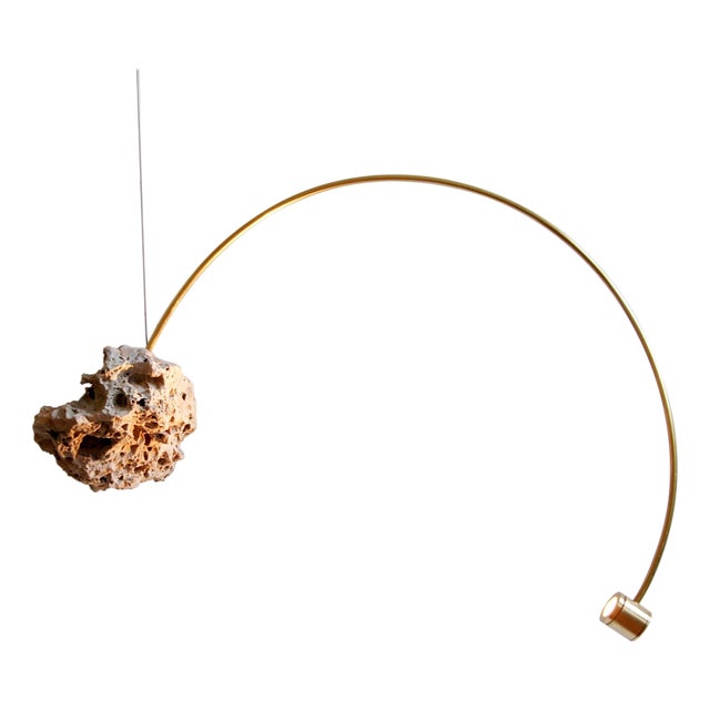 Rauhwacke Pendant Light in Steel and Brass by Johannes Hemann For Sale