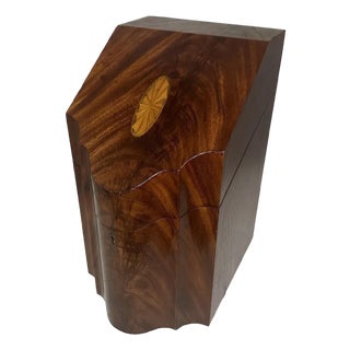 George III Mahogany Knife Box: 18th Century Serpentine Stationery Storage For Sale
