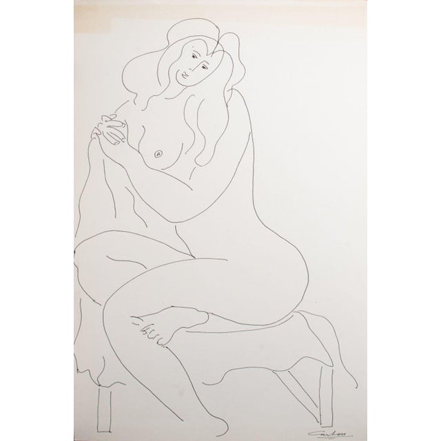Paper Norman Carton Nude Woman Ink on Paper, 6 For Sale - Image 7 of 8