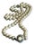 Vintage Mid Century Glass Faux Pearl Necklace With Filigree Box Clasp For Sale