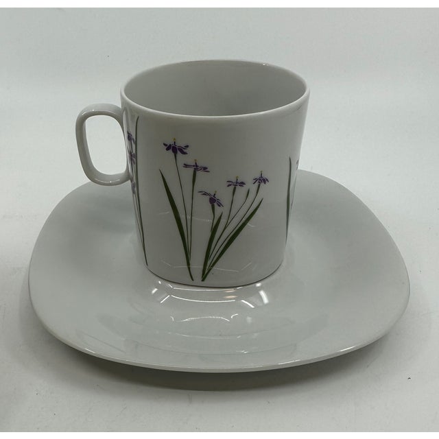 Set of two Flower block Wild Iris cups and saucers. Henry Evans (1918–1990) began making botanical prints in 1958,...