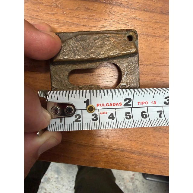 1970s Brutalist German Solid Bronze Door Handle Keyhole For Sale - Image 13 of 15