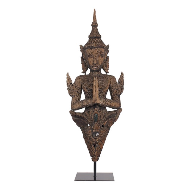 Thai Artist, Carved Temple Guardian, 18th Century, Wood For Sale