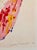 This one is titled "Backfall" It depicts what looks like an abstract Chihuly sculpture or lithograph in pink, blue, red...