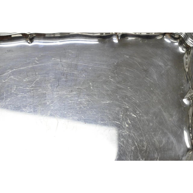 Vintage English Edwardian Silver Plated Scalloped Small Bar Trinket Dish Tray For Sale - Image 9 of 14