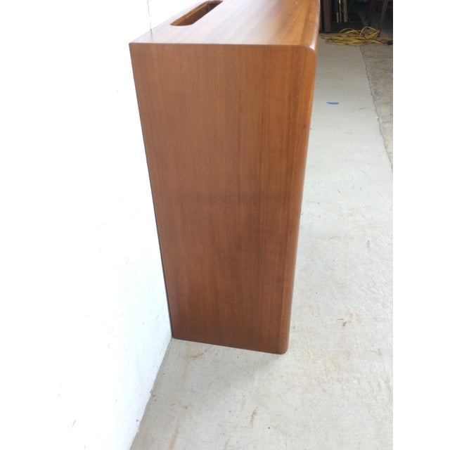 Brown Vintage Two Shelf Bookcase With Rounded Front Edge and Wire Slot For Sale - Image 8 of 12